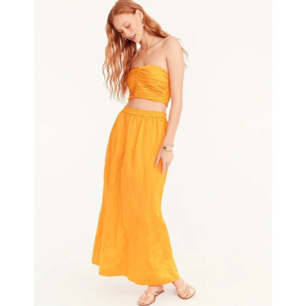 J. Crew Collection Textured Satin Skirt Set Halter Top Midi Maxi Two Piece Dress - Picture 10 of 11